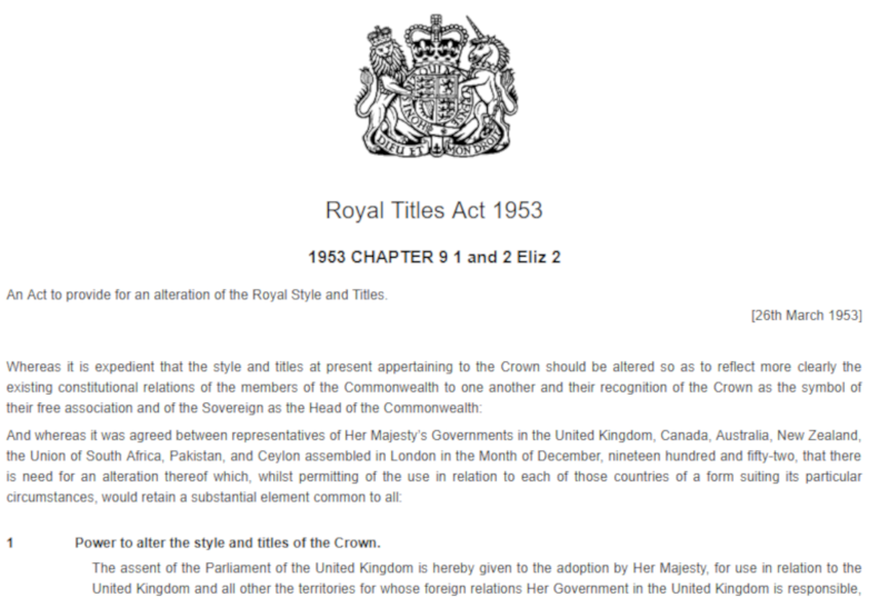 Royal-Styles-Act-1953