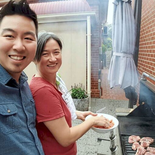 Penny Wong and James during a family barbeque (Picture courtesy of James Wong)