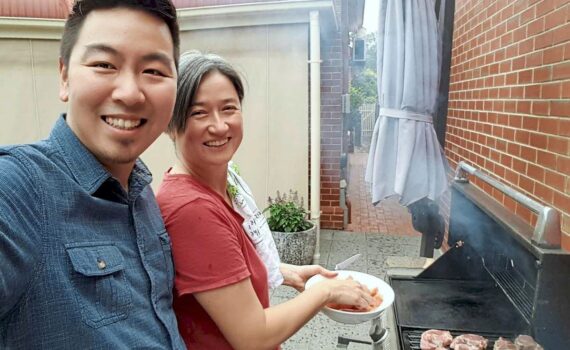 Penny Wong and James during a family barbeque (Picture courtesy of James Wong)